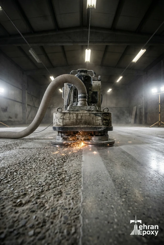 آمادهسازی و سابزنی سطح بتن جهت چسبندگی بهتر اپوکسی و جلوگیری از طبله کردن